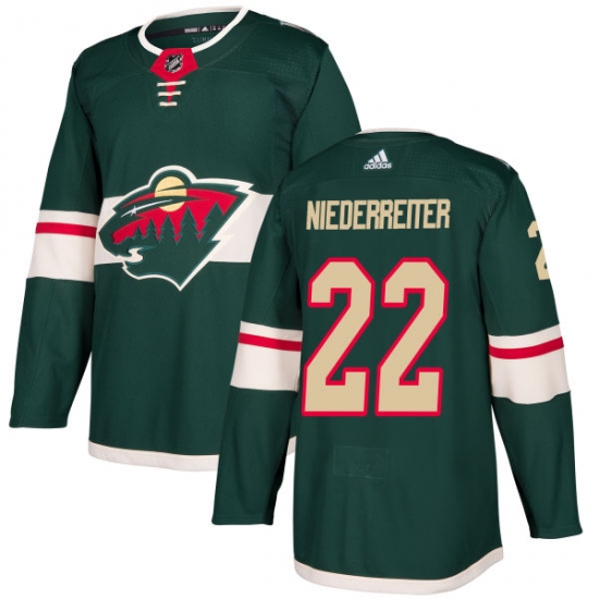 Men's Adidas Minnesota Wild #22 Nino Niederreiter Authentic Green Home NHL Jersey - Ujersey
