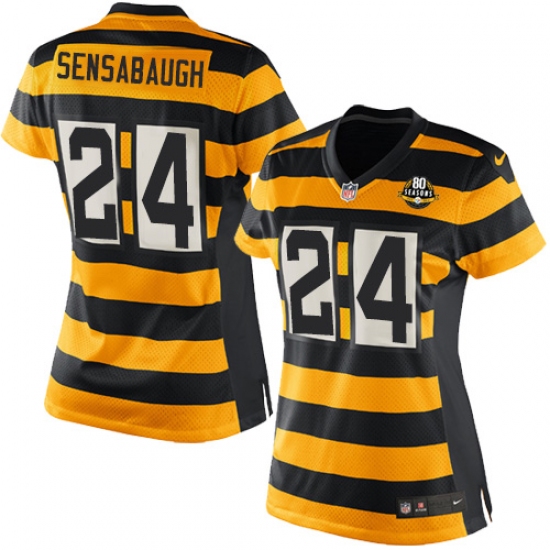 Women's Nike Pittsburgh Steelers #24 Coty Sensabaugh Game Yellow/Black Alternate 80TH Anniversary Throwback NFL Jersey - Ujersey