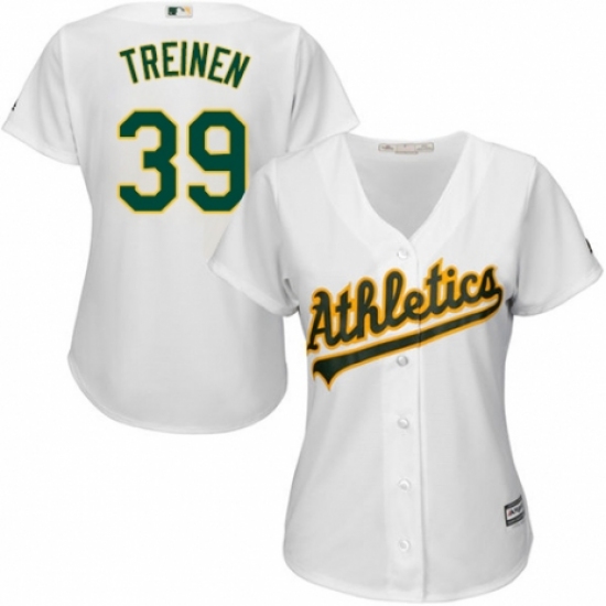 Women's Majestic Oakland Athletics #39 Blake Treinen Replica White Home Cool Base MLB Jersey - Ujersey