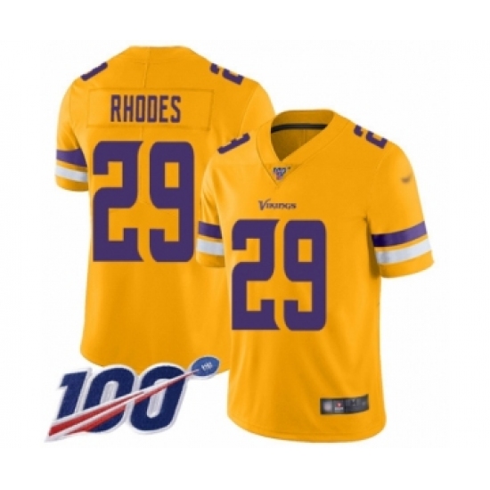 Men's Minnesota Vikings #29 Xavier Rhodes Limited Gold Inverted Legend 100th Season Football Jersey - Ujersey