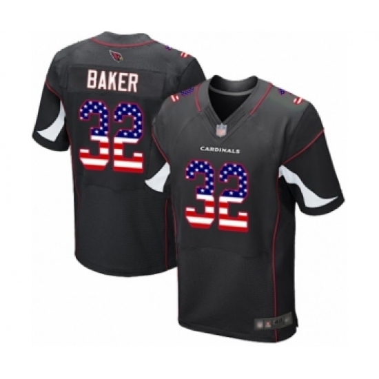 Men's Arizona Cardinals #32 Budda Baker Elite Black Alternate USA Flag Fashion Football Jersey - Ujersey