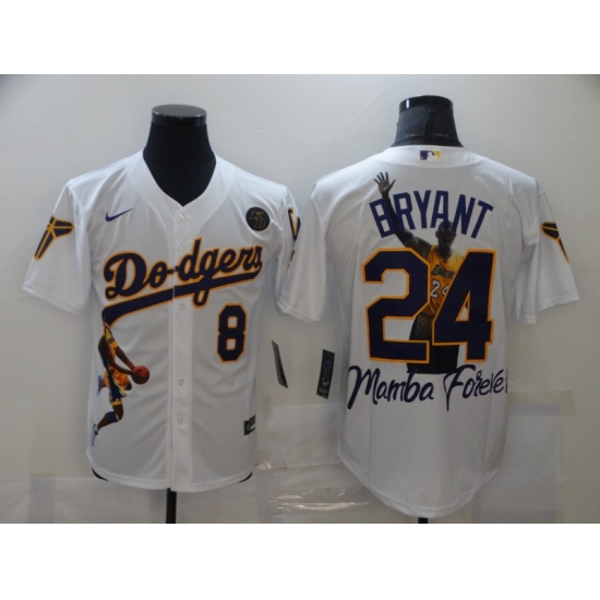 Men's Los Angeles Dodgers Kobe Bryant White Portrait Jersey - Ujersey