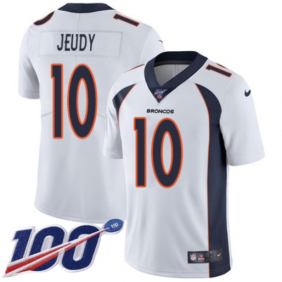 Youth Denver Broncos #10 Jerry Jeudy White Stitched 100th Season Vapor Untouchable Limited Jersey - Ujersey