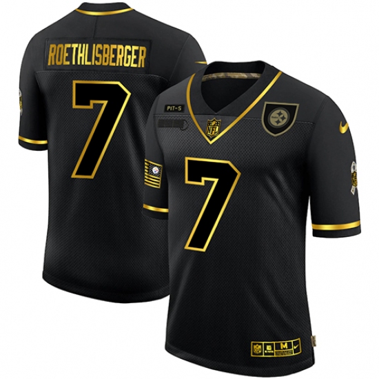 Men's Pittsburgh Steelers #7 Ben Roethlisberger Olive Gold Nike 2020 Salute To Service Limited Jersey - Ujersey