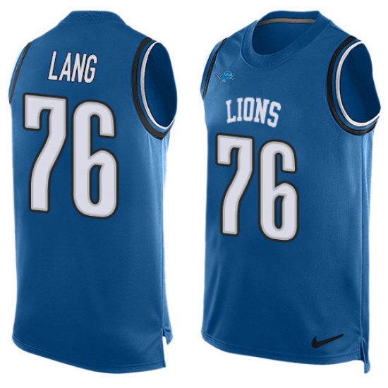 Men's Nike Detroit Lions #76 T.J. Lang Limited Light Blue Player Name & Number Tank Top NFL Jersey - Ujersey