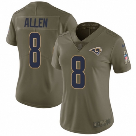Women's Nike Los Angeles Rams #8 Brandon Allen Limited Olive 2017 Salute to Service NFL Jersey - Ujersey