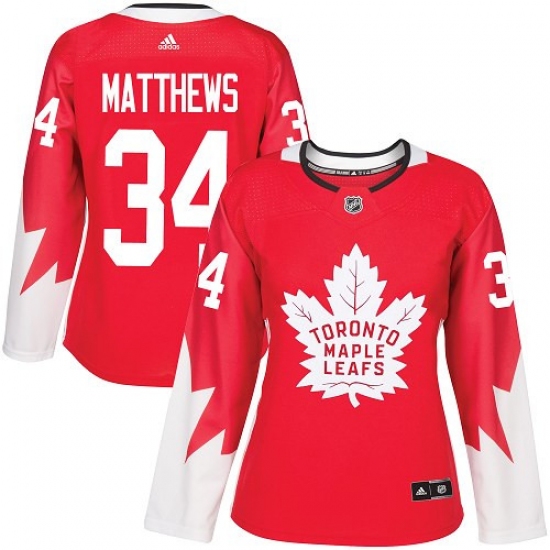 Women's Reebok Toronto Maple Leafs #34 Auston Matthews Authentic Red Alternate NHL Jersey - Ujersey