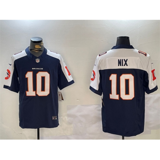Men's Denver Broncos #10 Bo Nix Navy 2024 F.U.S.E. V2 Throwback Vapor Limited Alternate Stitched Football Jersey - Ujersey