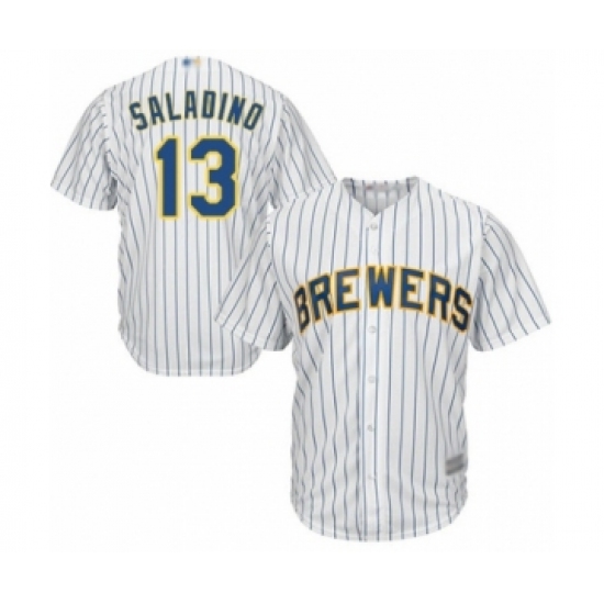 Youth Milwaukee Brewers #13 Tyler Saladino Authentic White Alternate Cool Base Baseball Player Jersey - Ujersey