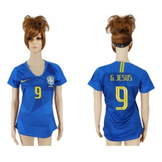 Women's Brazil #9 G.Jesus Away Soccer Country Jerseye