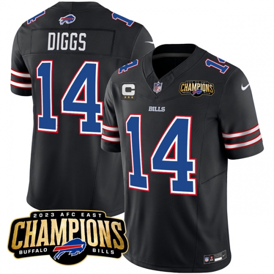 Men's Buffalo Bills #14 Stefon Diggs Black 2023 F.U.S.E. AFC East Champions With 4-star C Football Stitched Jersey - Ujersey