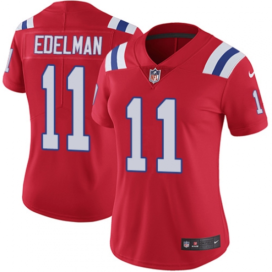 Women's Nike New England Patriots #11 Julian Edelman Red Alternate Vapor Untouchable Limited Player NFL Jersey - Ujersey