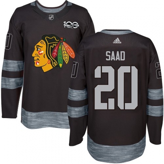 Men's Adidas Chicago Blackhawks #20 Brandon Saad Authentic Black 1917-2017 100th Anniversary NHL Jersey - Ujersey