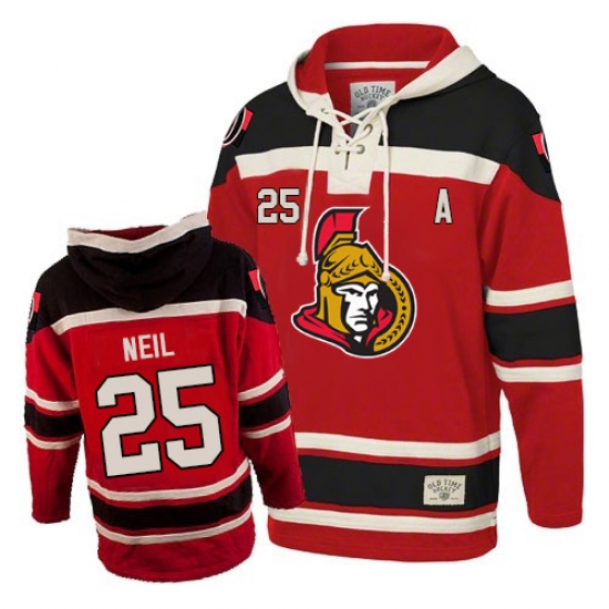 Men's Old Time Hockey Ottawa Senators #25 Chris Neil Premier Red Sawyer Hooded Sweatshirt NHL Jersey - Ujersey