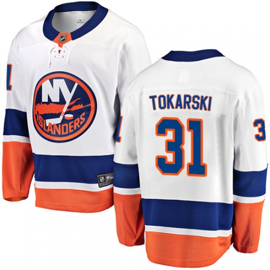 Men's New York Islanders #31 Dustin Tokarski Fanatics Branded White Away Breakaway NHL Jersey - Ujersey