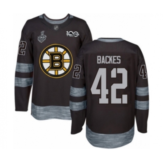 Men's Boston Bruins #42 David Backes Authentic Black 1917-2017 100th Anniversary 2019 Stanley Cup Final Bound Hockey Jersey - Ujersey