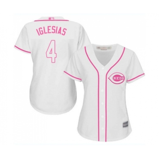 Women's Cincinnati Reds #4 Jose Iglesias Replica White Fashion Cool Base Baseball Jersey