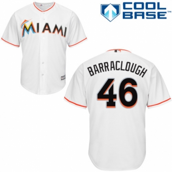 Youth Majestic Miami Marlins #46 Kyle Barraclough Authentic White Home Cool Base MLB Jersey - Ujersey