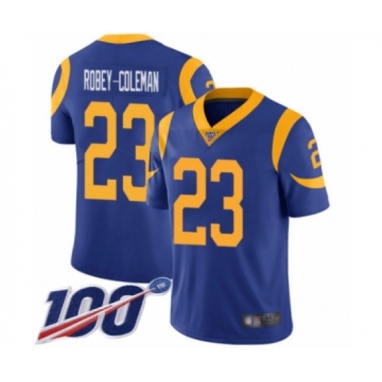 Men's Los Angeles Rams #23 Nickell Robey-Coleman Royal Blue Alternate Vapor Untouchable Limited Player 100th Season Football Jersey - Ujersey