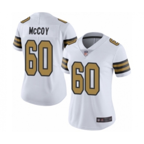 Women's New Orleans Saints #60 Erik McCoy Limited White Rush Vapor Untouchable Football Jersey - Ujersey
