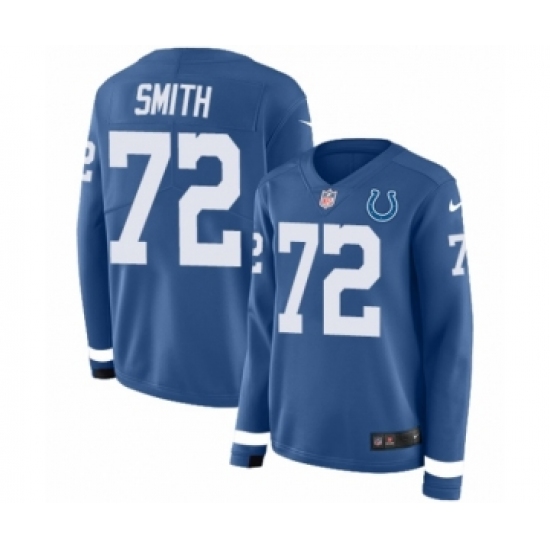 Women's Nike Indianapolis Colts #72 Braden Smith Limited Blue Therma Long Sleeve NFL Jersey - Ujersey