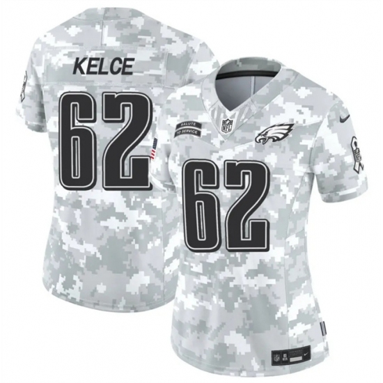 Women's Philadelphia Eagles #62 Jason Kelce 2024 F.U.S.E Arctic Camo Salute To Service Limited Stitched Jersey(Run Small) - Ujersey