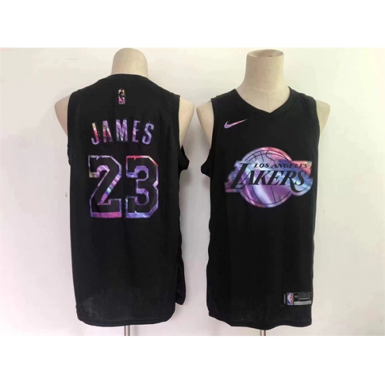 Men's Los Angeles Lakers #23 LeBron James Black Stitched Basketball Jersey - Ujersey