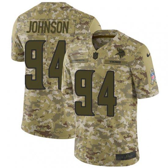 Men's Nike Minnesota Vikings #94 Jaleel Johnson Limited Camo 2018 Salute to Service NFL Jersey - Ujersey