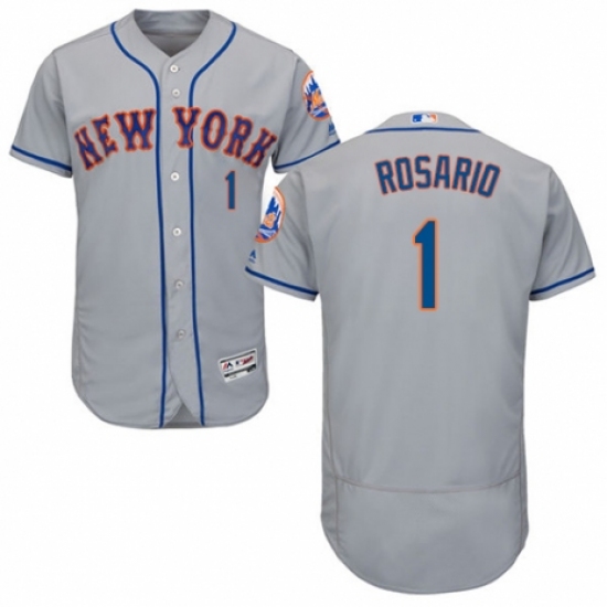 Men's Majestic New York Mets #1 Amed Rosario Grey Road Flex Base Authentic Collection MLB Jersey - Ujersey