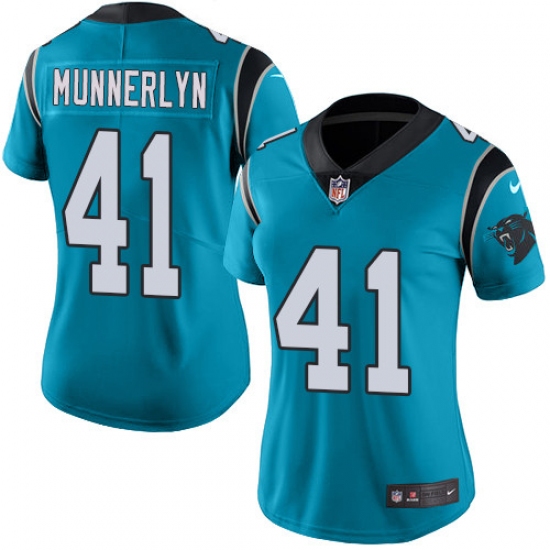 Women's Nike Carolina Panthers #41 Captain Munnerlyn Limited Blue Rush Vapor Untouchable NFL Jersey - Ujersey