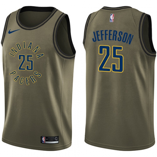 Youth Nike Indiana Pacers #25 Al Jefferson Swingman Green Salute to Service NBA Jersey - Ujersey