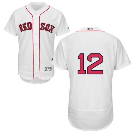 Men's Majestic Boston Red Sox #12 Brock Holt White Home Flex Base Authentic Collection MLB Jersey - Ujersey