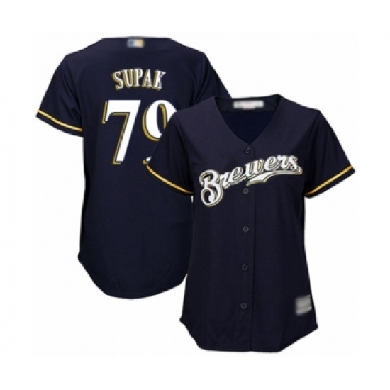 Women's Milwaukee Brewers #79 Trey Supak Authentic Navy Blue Alternate Cool Base Baseball Player Jersey - Ujersey