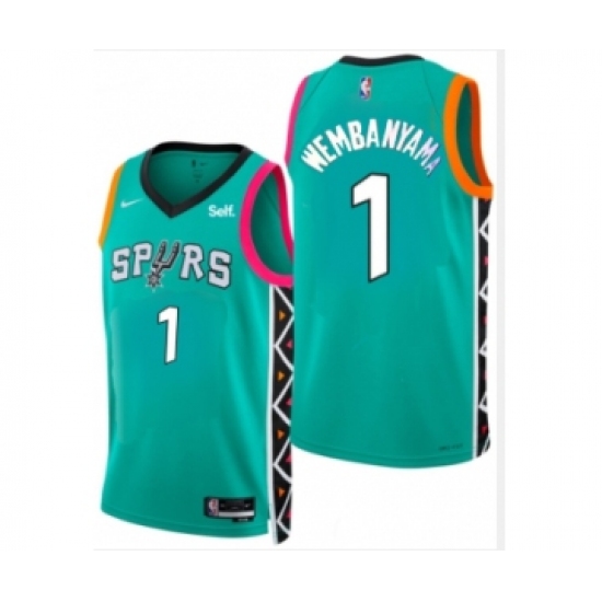 Men' San Antonio Spurs #1 Victor Wembanyama Teal 2022 City Edition Swingman Stitched Jersey - Ujersey