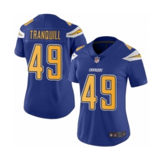 Women's Los Angeles Chargers #49 Drue Tranquill Limited Electric Blue Rush Vapor Untouchable Football Jersey - Ujersey