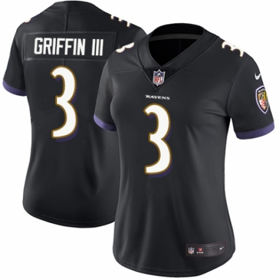 Women's Nike Baltimore Ravens #3 Robert Griffin III Black Alternate Vapor Untouchable Limited Player NFL Jersey - Ujersey