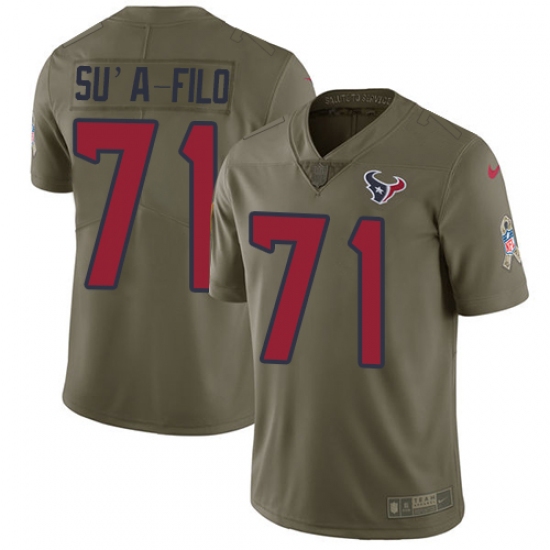 Men's Nike Houston Texans #71 Xavier Su'a-Filo Limited Olive 2017 Salute to Service NFL Jersey - Ujersey