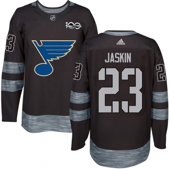 Men's Adidas St. Louis Blues #23 Dmitrij Jaskin Authentic Black 1917-2017 100th Anniversary NHL Jersey