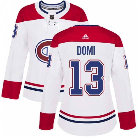 Women's Adidas Montreal Canadiens #13 Max Domi Authentic White Away NHL Jersey - Ujersey