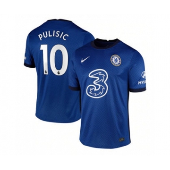 Men's Chelsea #10 Christian Pulisic Blue 2020-21 Soccer Club Home Official Jersey