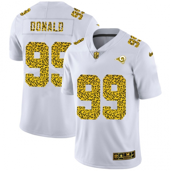 Men's Los Angeles Rams #99 Aaron Donald 2020 White Leopard Print Fashion Limited Football Stitched Jersey - Ujersey