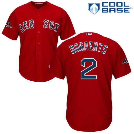 Youth Majestic Boston Red Sox #2 Xander Bogaerts Authentic Red Alternate Home Cool Base 2018 World Series Champions MLB Jersey