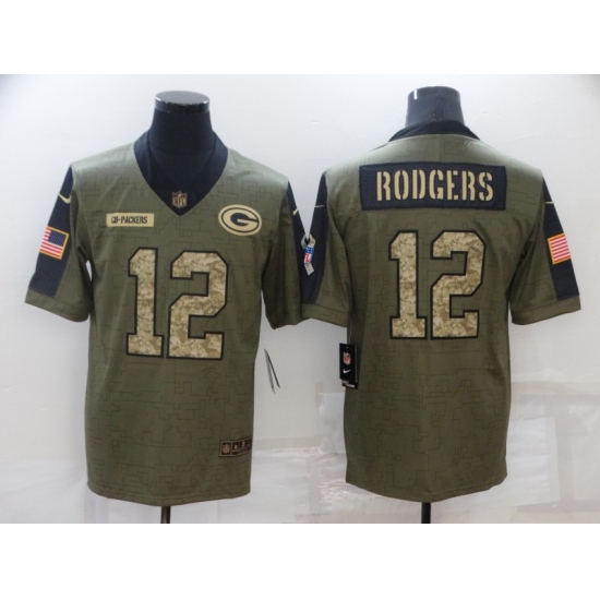 Men's Green Bay Packers #12 Aaron Rodgers Nike Camo 2021 Salute To Service Limited Player Jersey - Ujersey