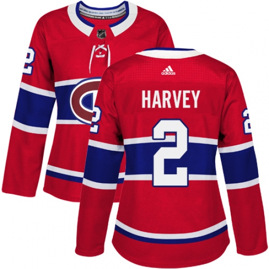 Women's Adidas Montreal Canadiens #2 Doug Harvey Premier Red Home NHL Jersey - Ujersey
