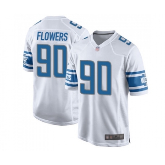Men's Detroit Lions #90 Trey Flowers Game White Football Jersey - Ujersey