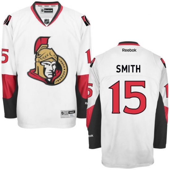 Men's Reebok Ottawa Senators #15 Zack Smith Authentic White Away NHL Jersey - Ujersey