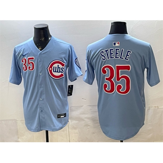 Men's Chicago Cubs #35 Justin Steele Blue 2024 25 2nd Alternate Limited Stitched Baseball Jersey - Ujersey