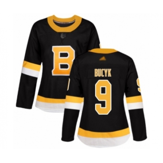 Women's Boston Bruins #9 Johnny Bucyk Authentic Black Alternate Hockey Jersey - Ujersey
