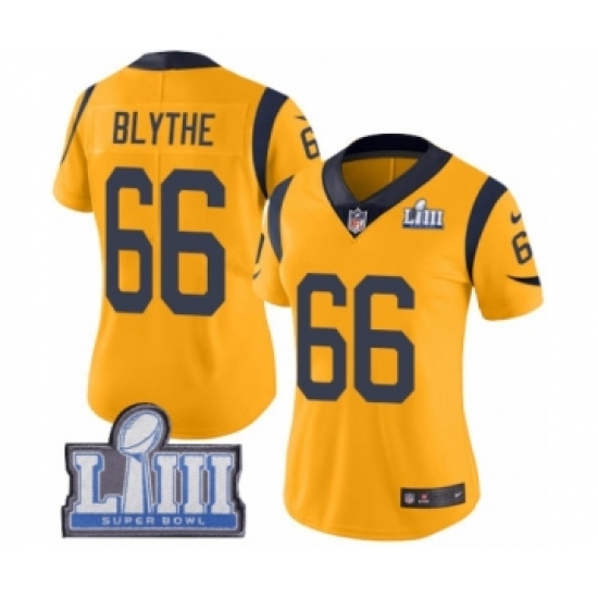 Women's Nike Los Angeles Rams #66 Austin Blythe Limited Gold Rush Vapor Untouchable Super Bowl LIII Bound NFL Jersey - Ujersey