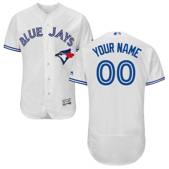 Men's Toronto Blue Jays Majestic Home White Flex Base Authentic Collection Custom Jersey - Ujersey